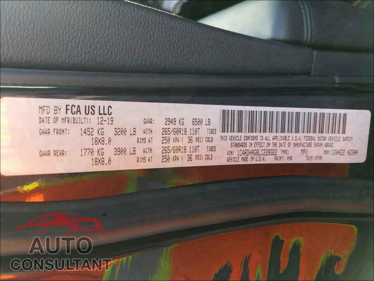 DODGE DURANGO 2020 - 1C4RDHAG8LC228322