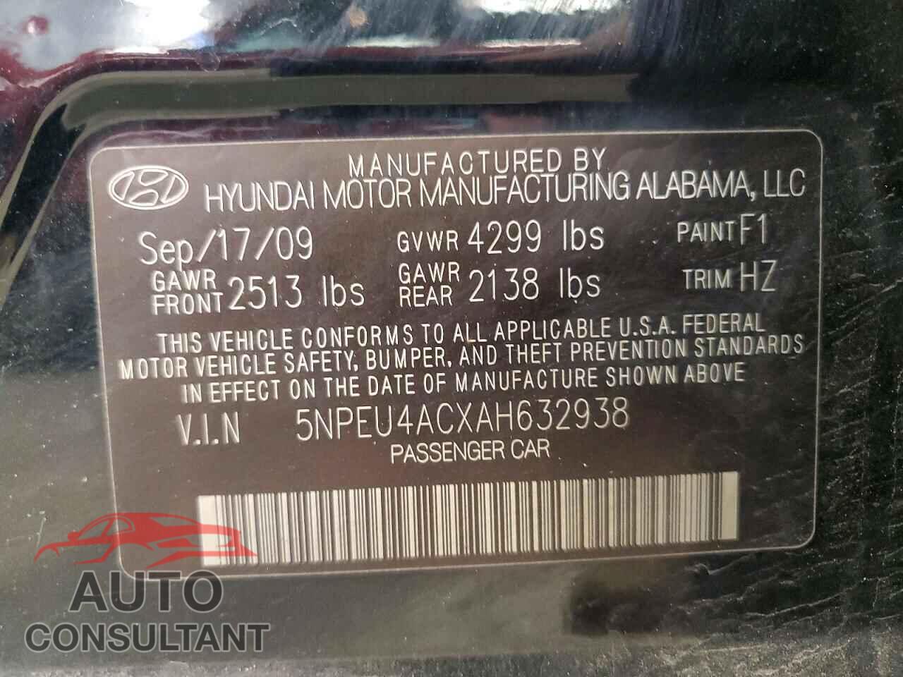 HYUNDAI SONATA 2010 - 5NPEU4ACXAH632938