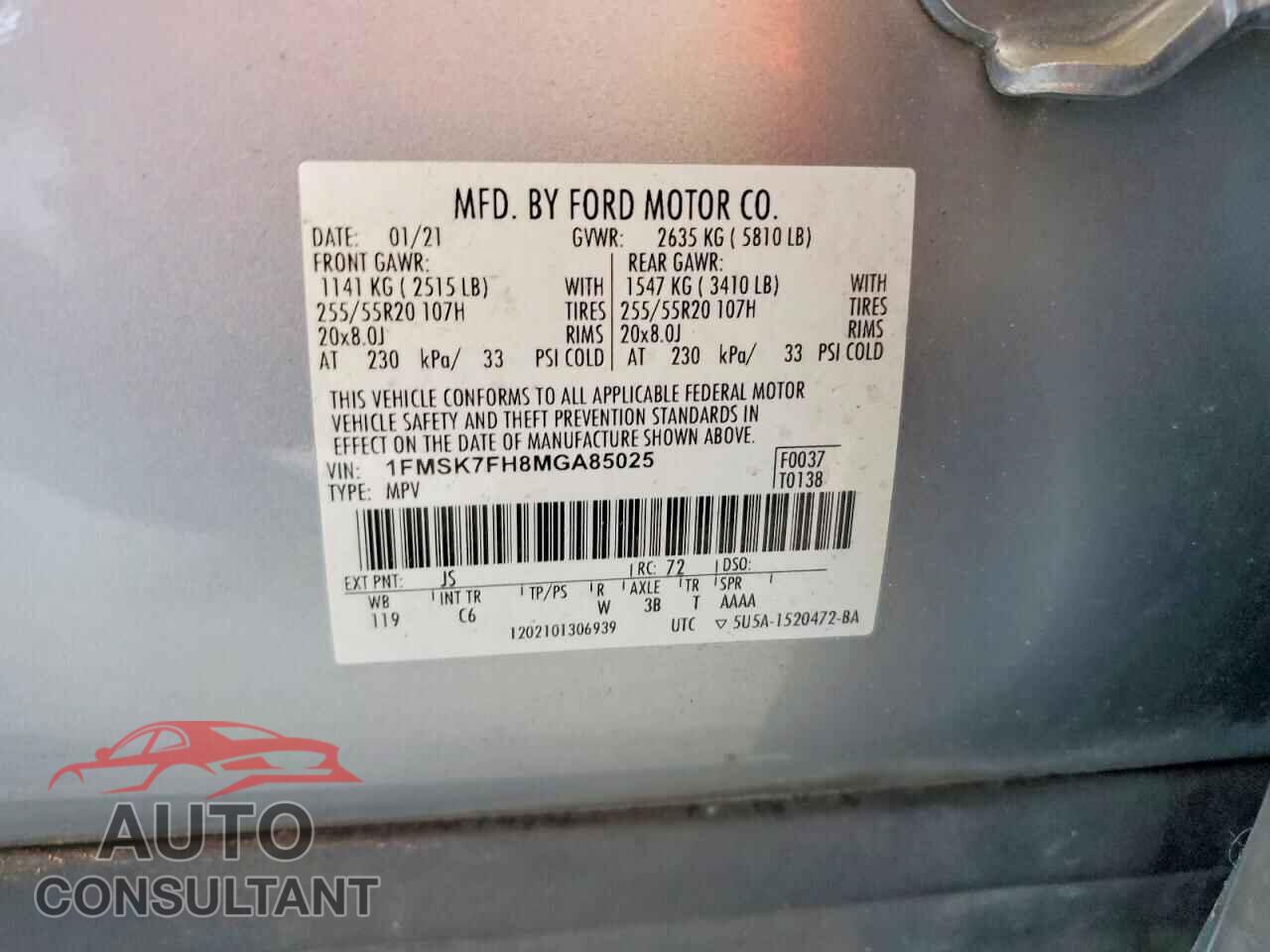 FORD EXPLORER 2021 - 1FMSK7FH8MGA85025