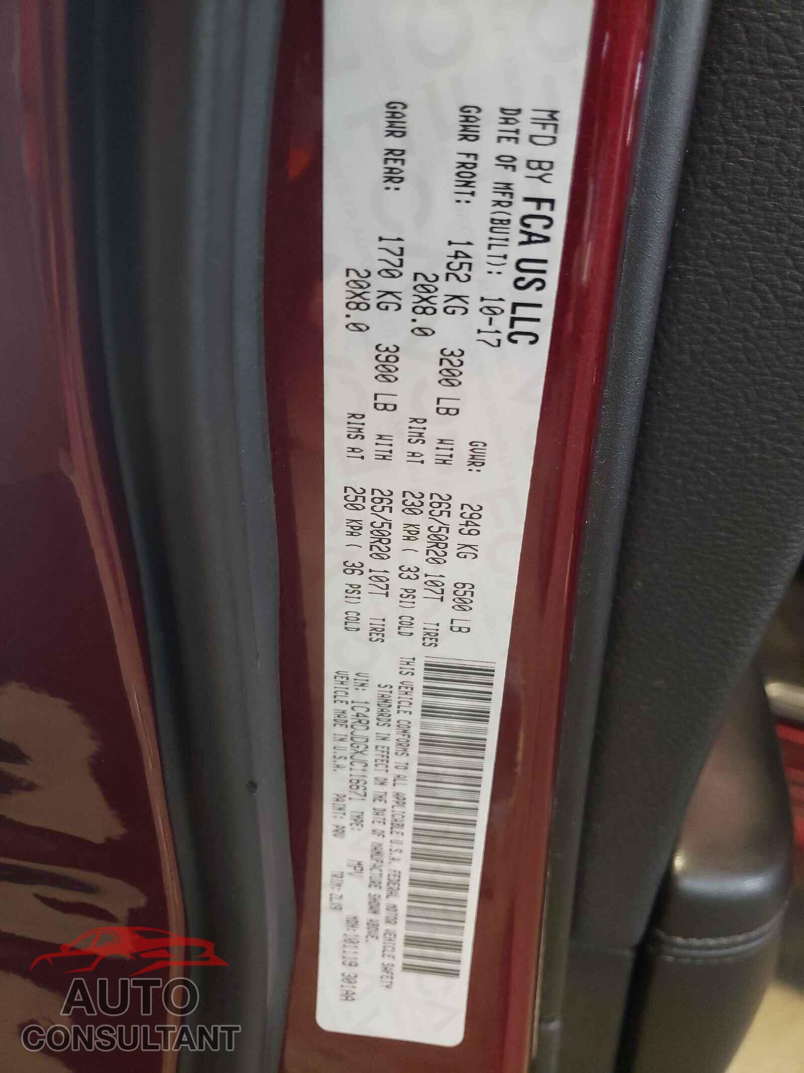 DODGE DURANGO 2018 - 1C4RDJDGXJC116671