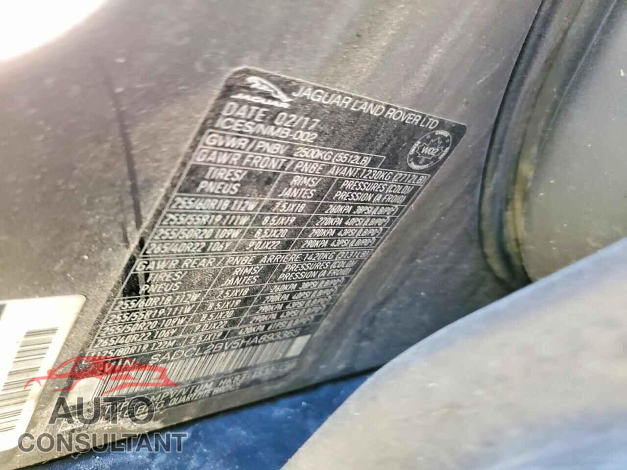 JAGUAR F-PACE 2017 - SADCL2BV5HA893365