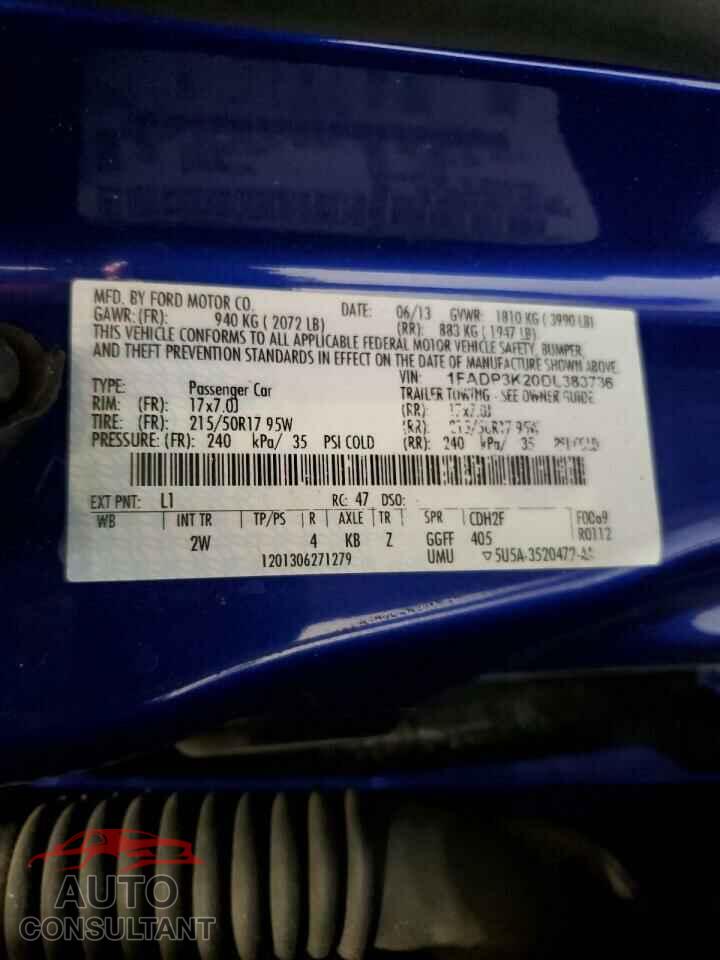 FORD FOCUS 2013 - 1FADP3K20DL383736