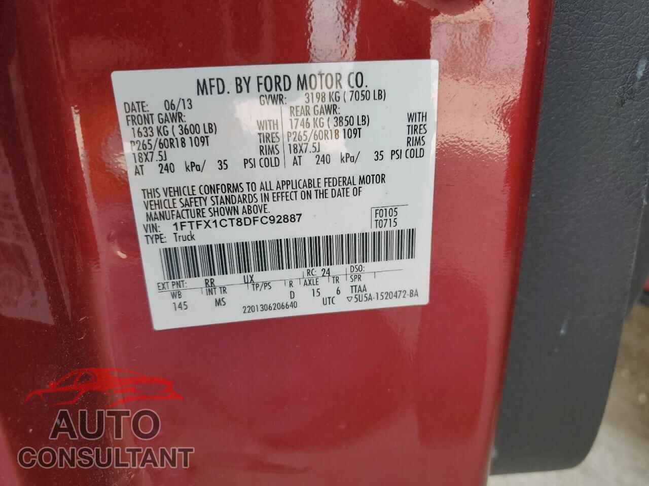 FORD F-150 2013 - 1FTFX1CT8DFC92887