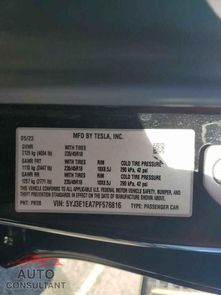 TESLA MODEL 3 2023 - 5YJ3E1EA7PF576816