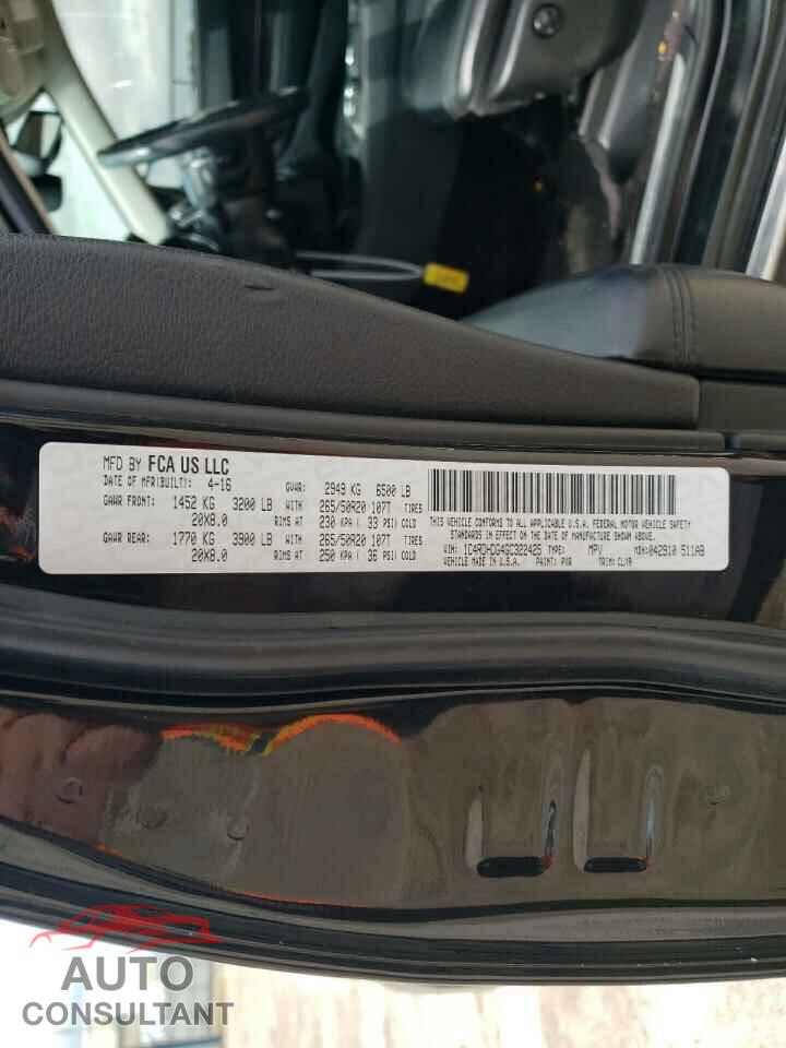 DODGE DURANGO 2016 - 1C4RDHDG4GC322425