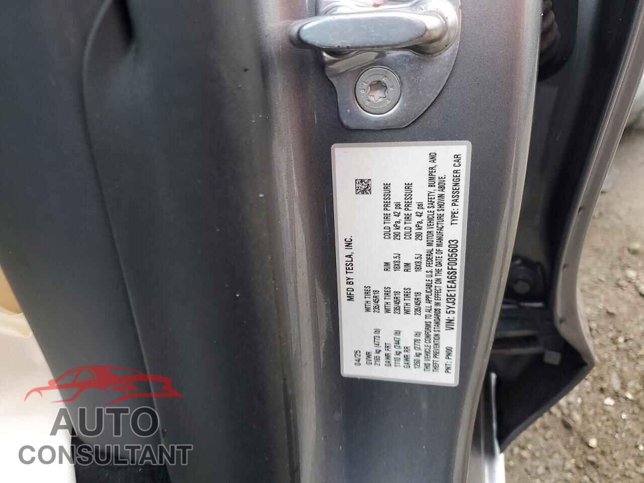 TESLA MODEL 3 2025 - 5YJ3E1EA6SF005603