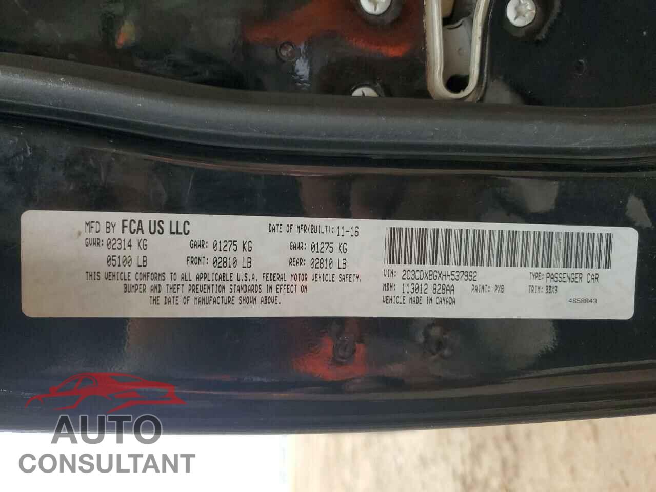DODGE CHARGER 2017 - 2C3CDXBGXHH537992
