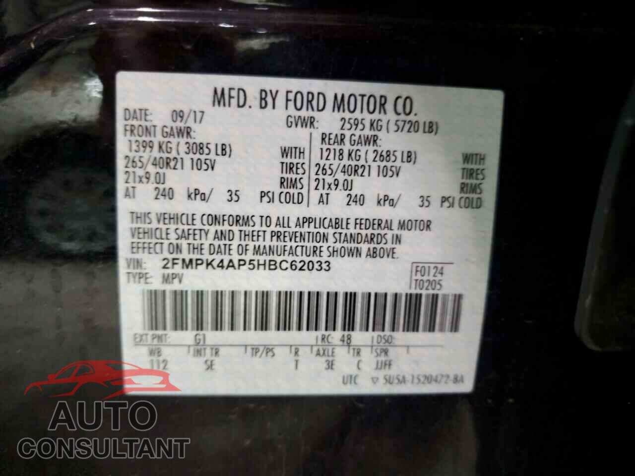 FORD EDGE 2017 - 2FMPK4AP5HBC62033