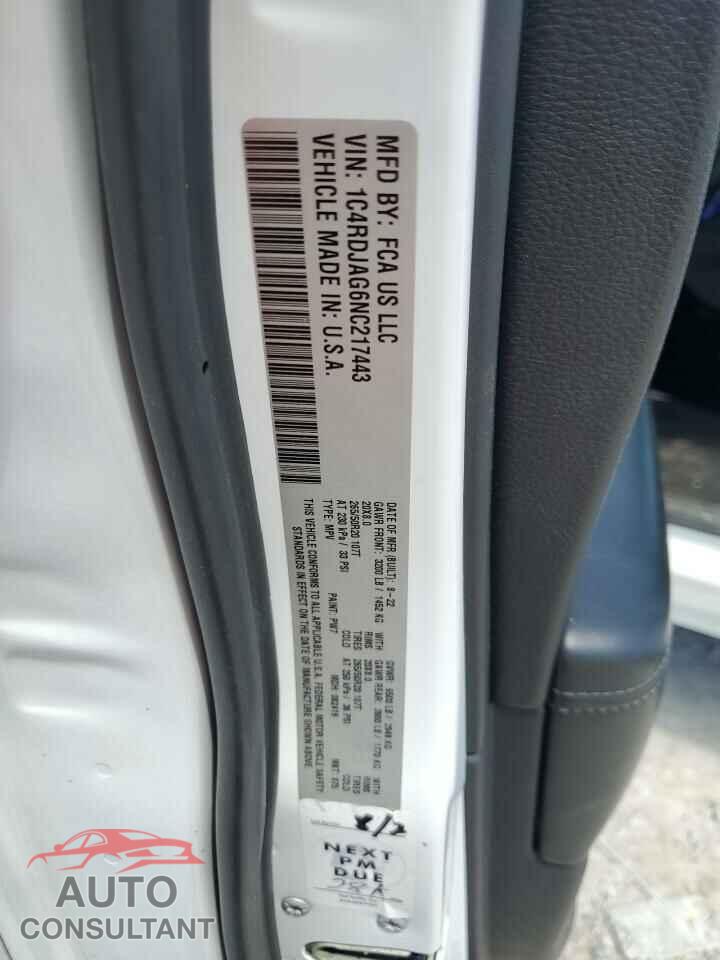 DODGE DURANGO 2022 - 1C4RDJAG6NC217443