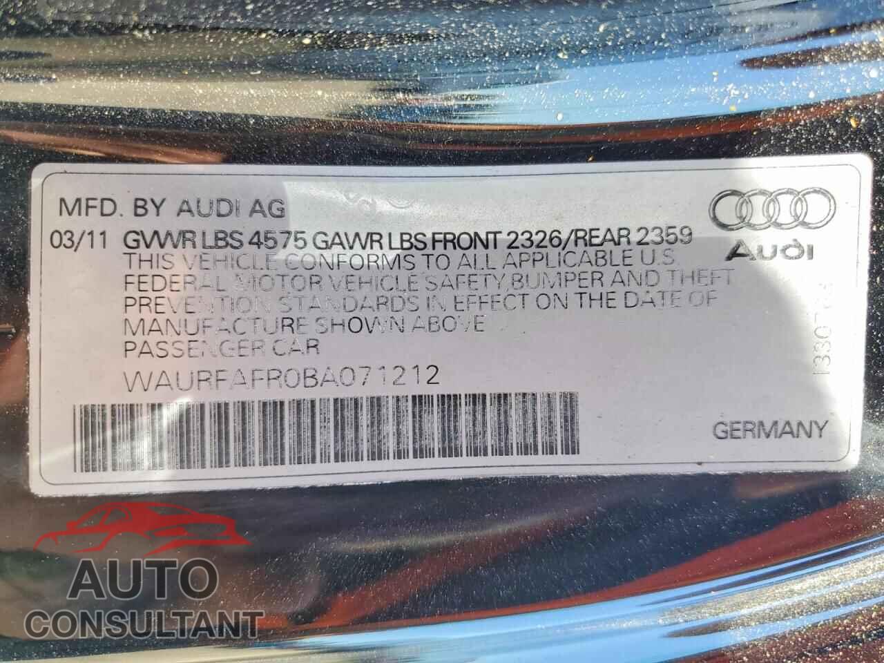 AUDI A5 2011 - WAURFAFR0BA071212
