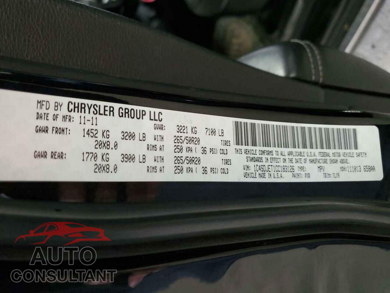 DODGE DURANGO 2012 - 1C4SDJET1CC183126