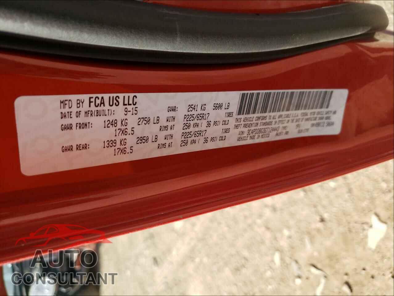 DODGE JOURNEY 2016 - 3C4PDDBG3GT124443