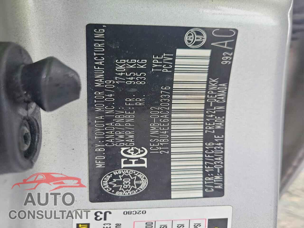 TOYOTA COROLLA 2010 - 2T1BU4EE6AC203376