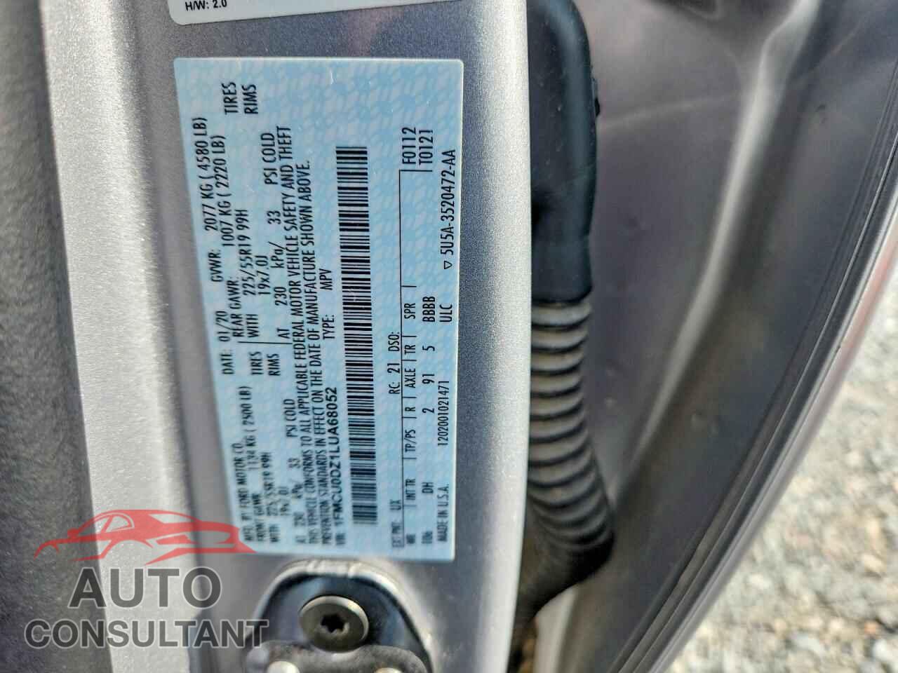 FORD ESCAPE 2020 - 1FMCU0DZ1LUA68052