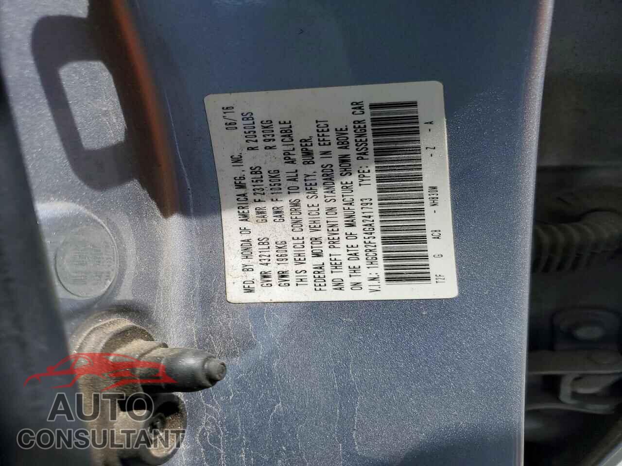 HONDA ACCORD 2016 - 1HGCR2F54GA241793