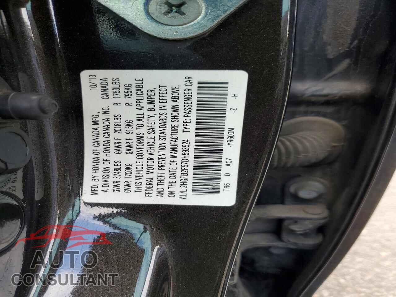 HONDA CIVIC 2013 - 2HGFB2F57DH593524