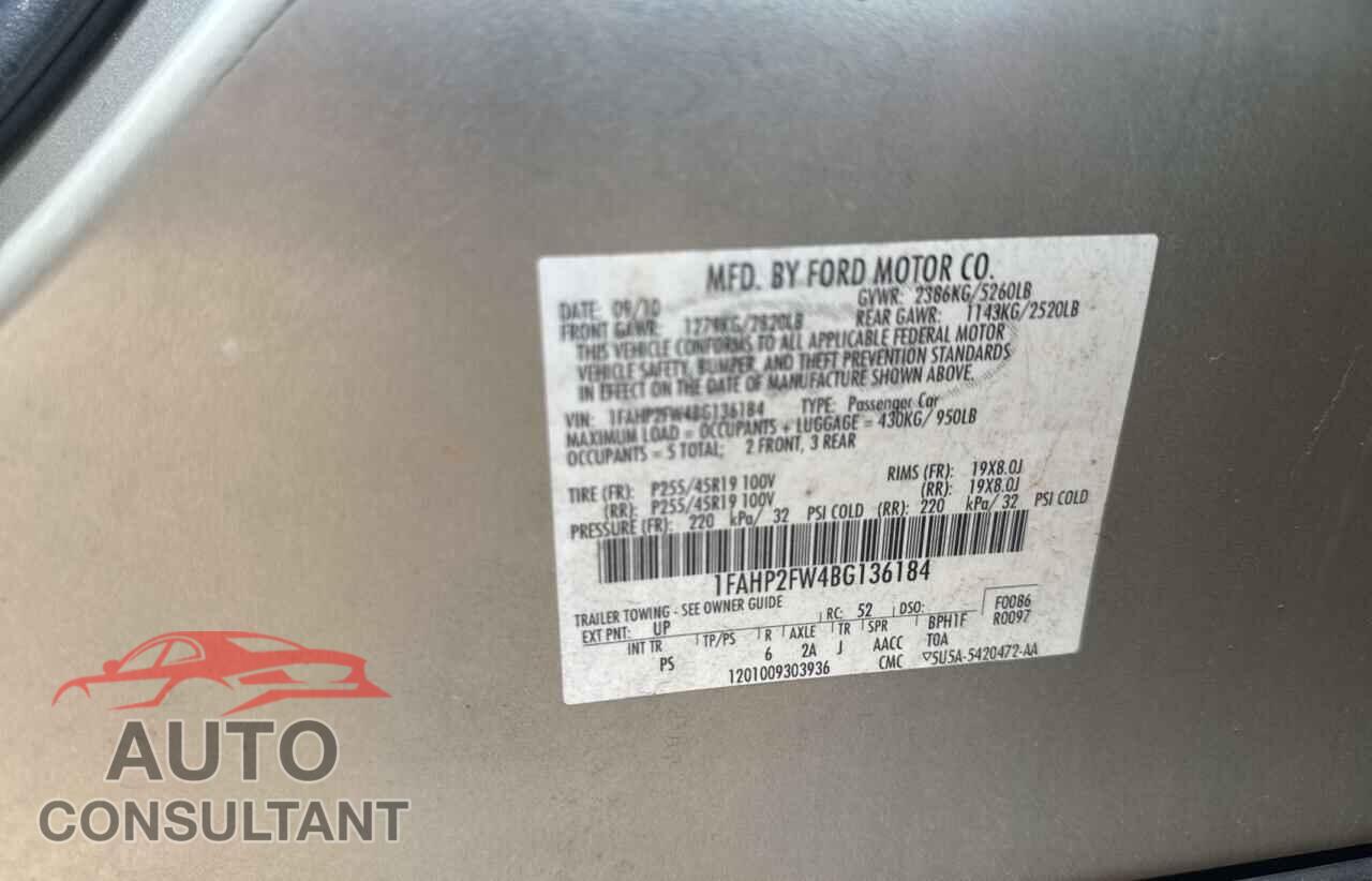 FORD TAURUS 2011 - 1FAHP2FW4BG136184