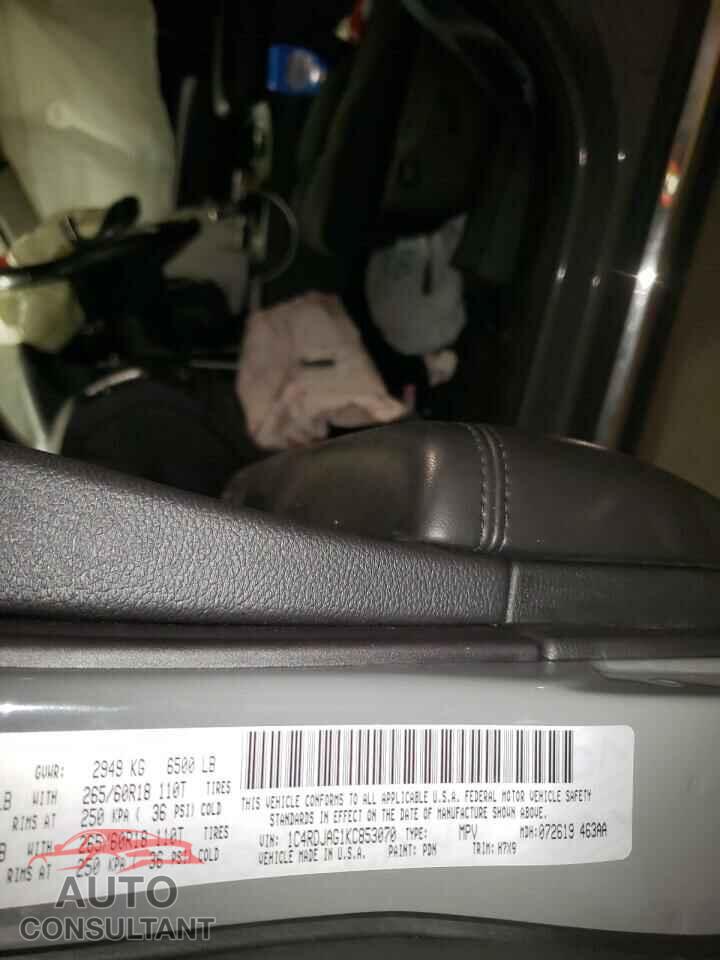 DODGE DURANGO 2019 - 1C4RDJAG1KC853070