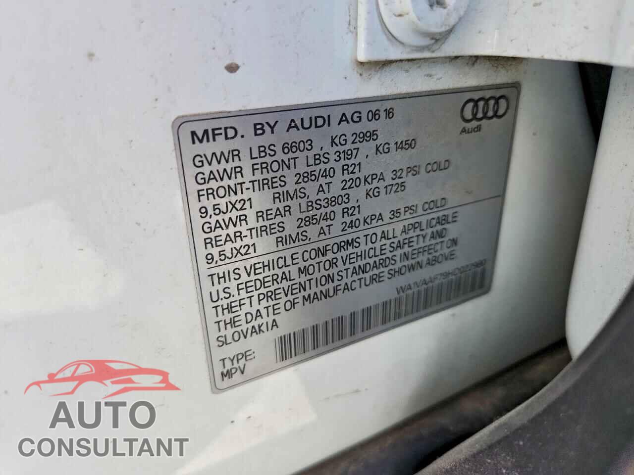 AUDI Q7 2017 - WA1VAAF79HD022980