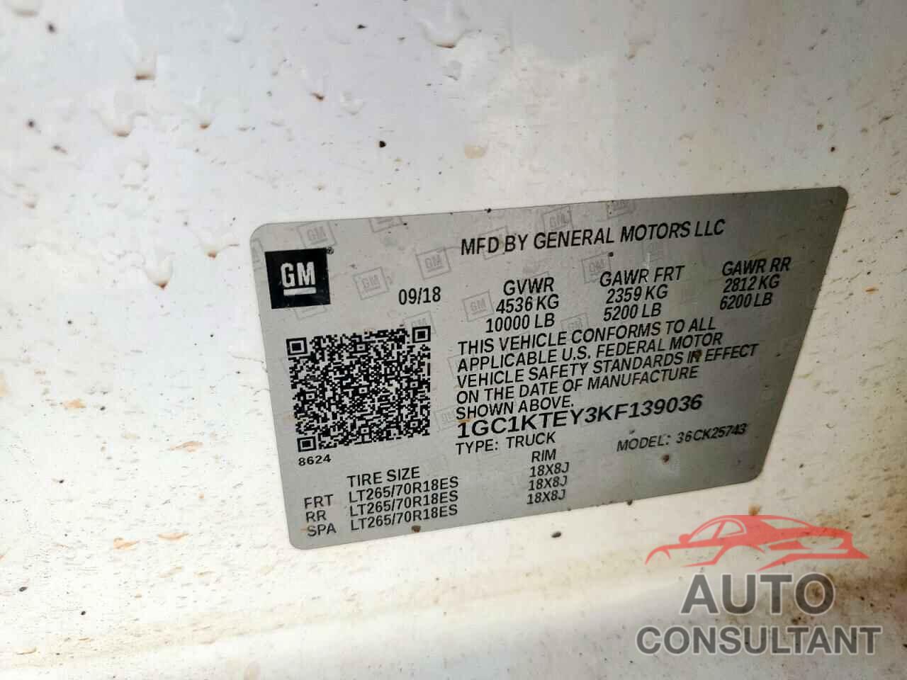 CHEVROLET ALL Models 2019 - 1GC1KTEY3KF139036
