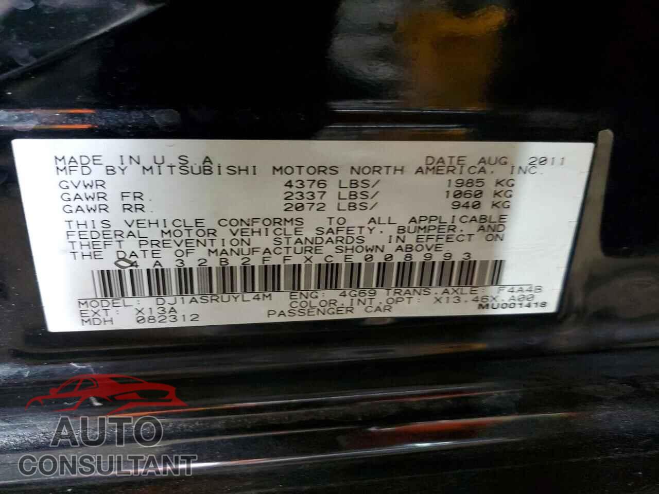 MITSUBISHI GALANT 2012 - 4A32B2FFXCE008993