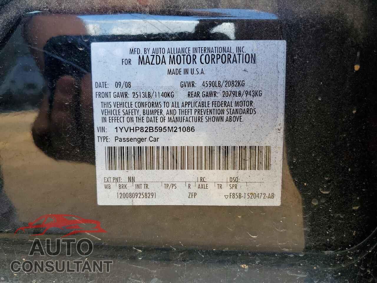 MAZDA 6 2009 - 1YVHP82B595M21086