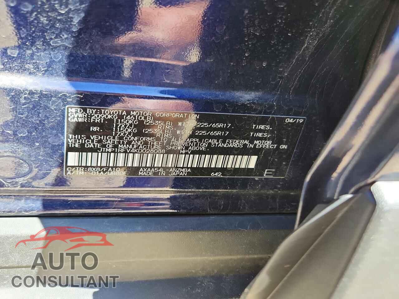 TOYOTA RAV4 2019 - JTMP1RFV4KD028088