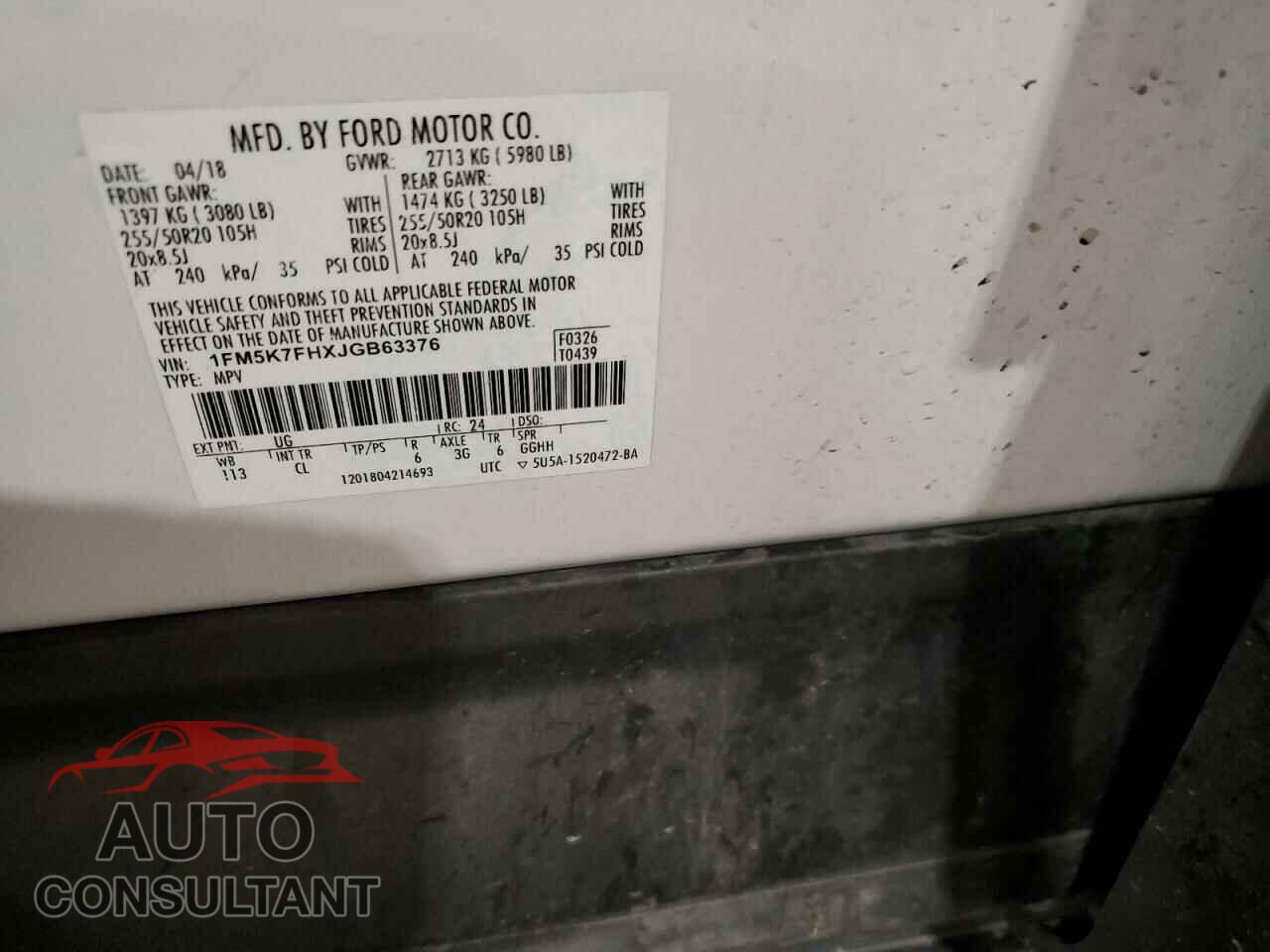 FORD EXPLORER 2018 - 1FM5K7FHXJGB63376