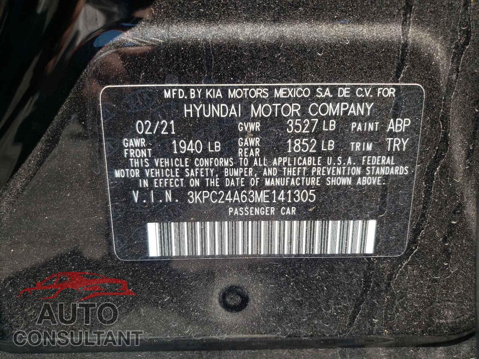 HYUNDAI ACCENT 2021 - 3KPC24A63ME141305