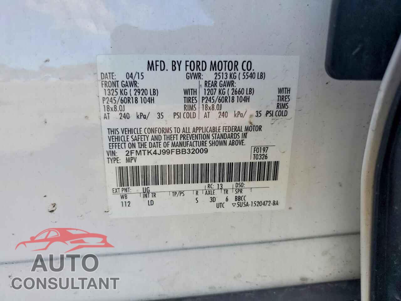FORD EDGE 2015 - 2FMTK4J99FBB32009