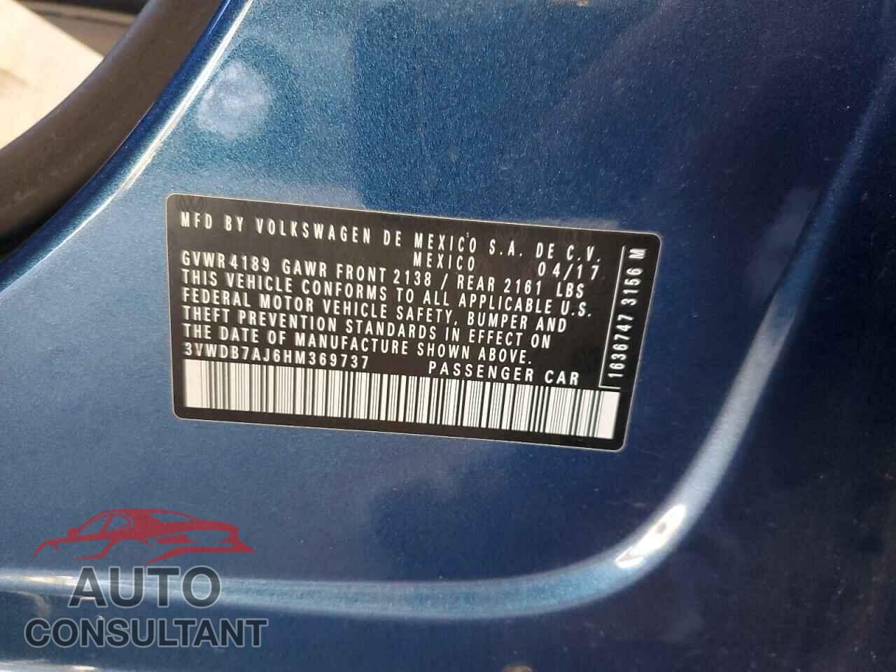 VOLKSWAGEN JETTA 2017 - 3VWDB7AJ6HM369737
