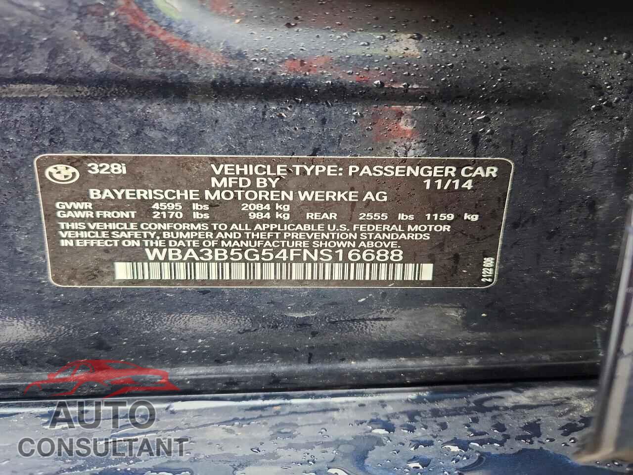 BMW 3 SERIES 2015 - WBA3B5G54FNS16688