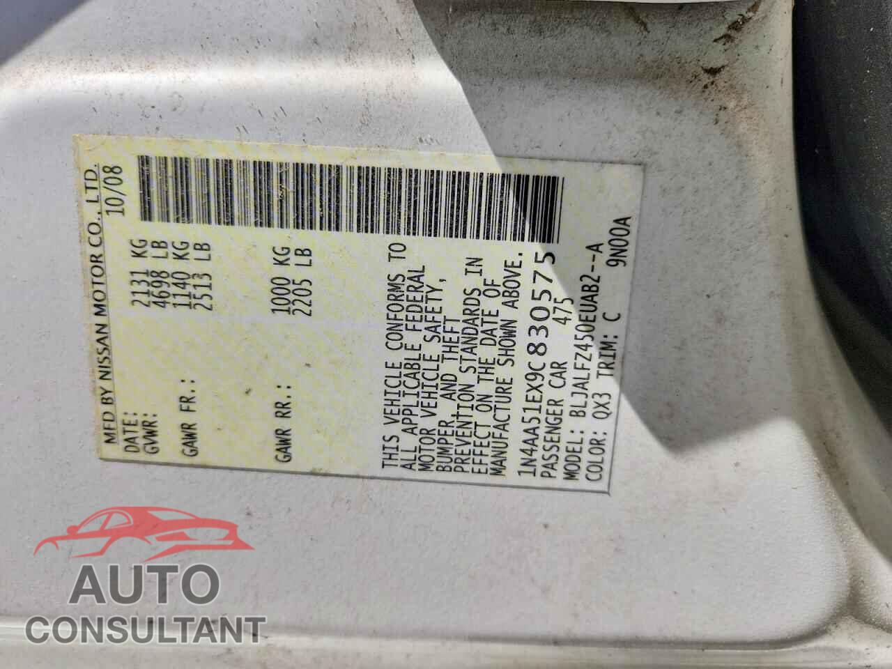 NISSAN MAXIMA 2009 - 1N4AA51EX9C830575