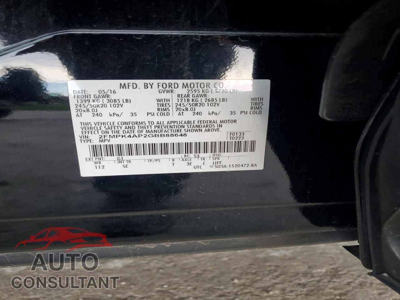 FORD EDGE 2016 - 2FMPK4AP2GBB88648