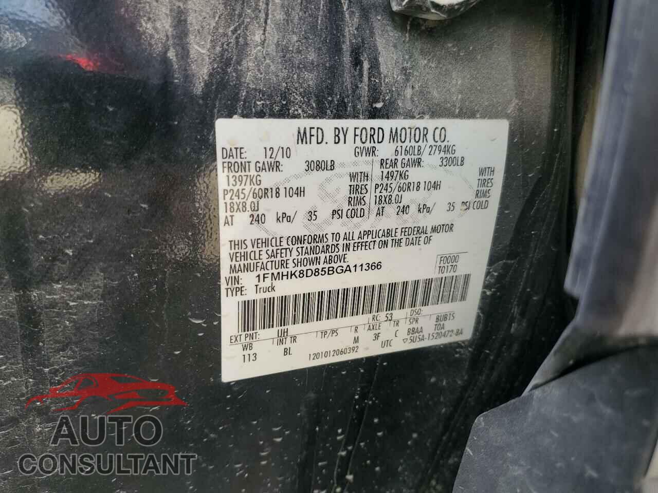 FORD EXPLORER 2011 - 1FMHK8D85BGA11366