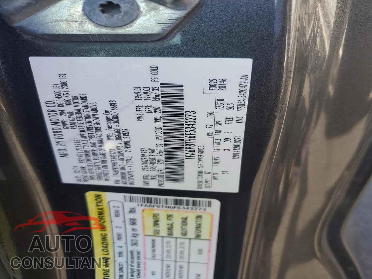 FORD MUSTANG 2015 - 1FA6P8TH6F5343273