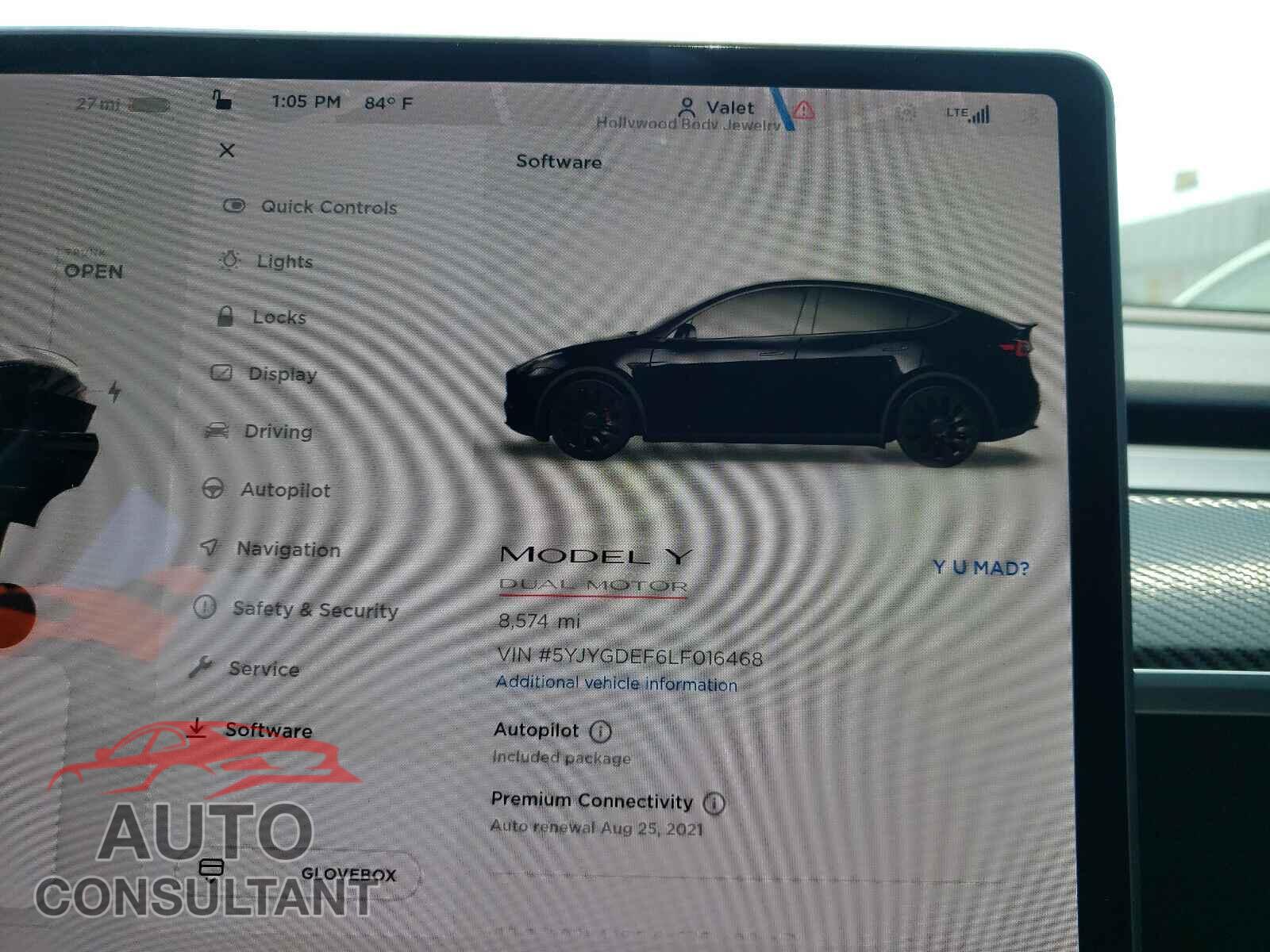 TESLA MODEL Y 2020 - 5YJYGDEF6LF016468
