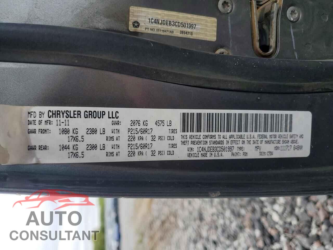 JEEP COMPASS LA 2012 - 1C4NJDEB3CD501997