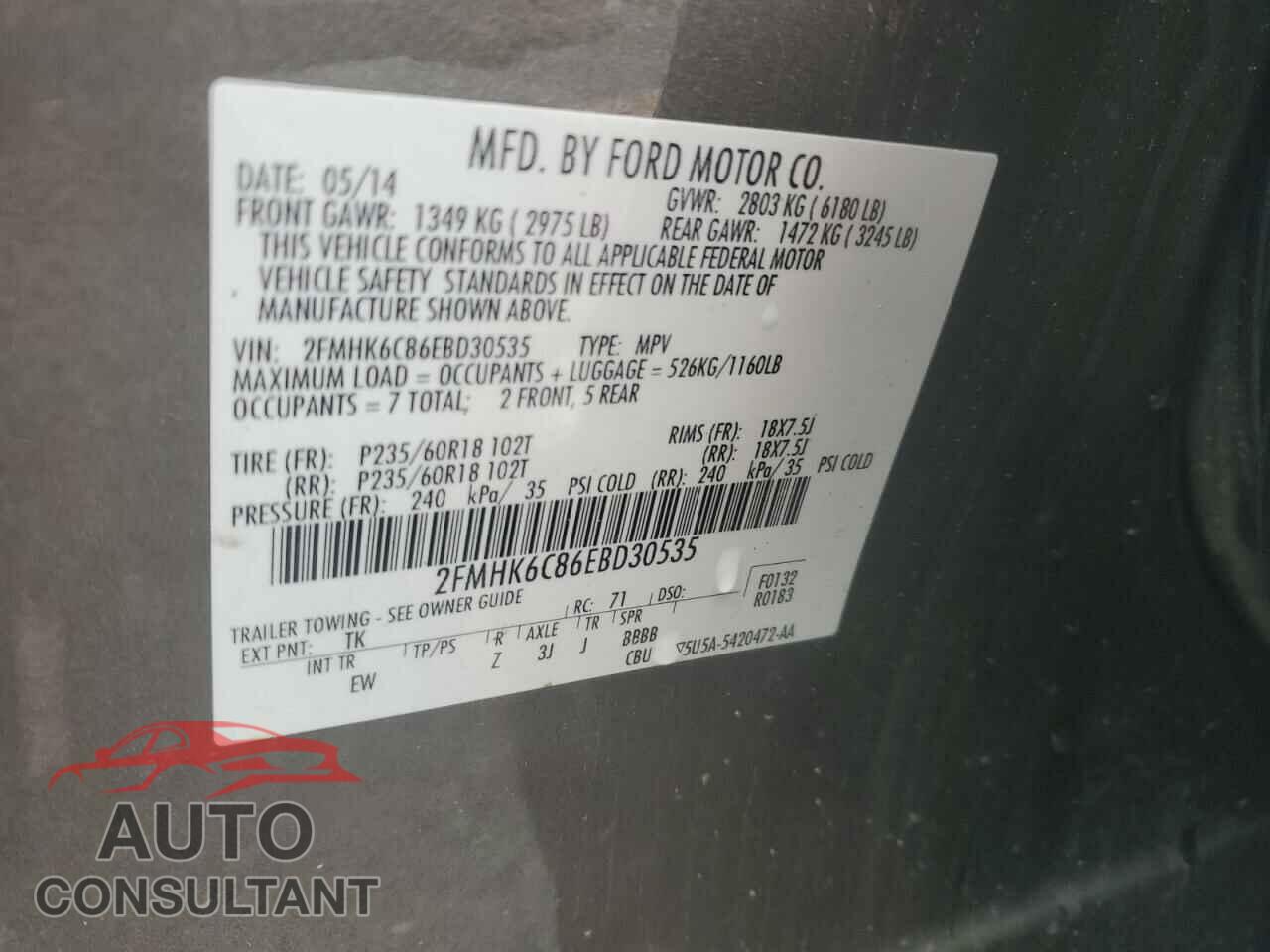 FORD FLEX 2014 - 2FMHK6C86EBD30535