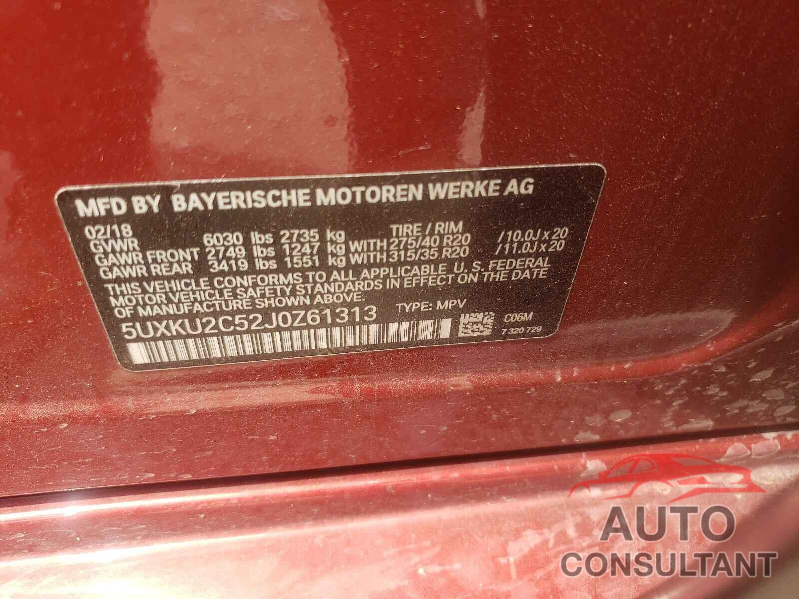 BMW X6 2018 - 5UXKU2C52J0Z61313