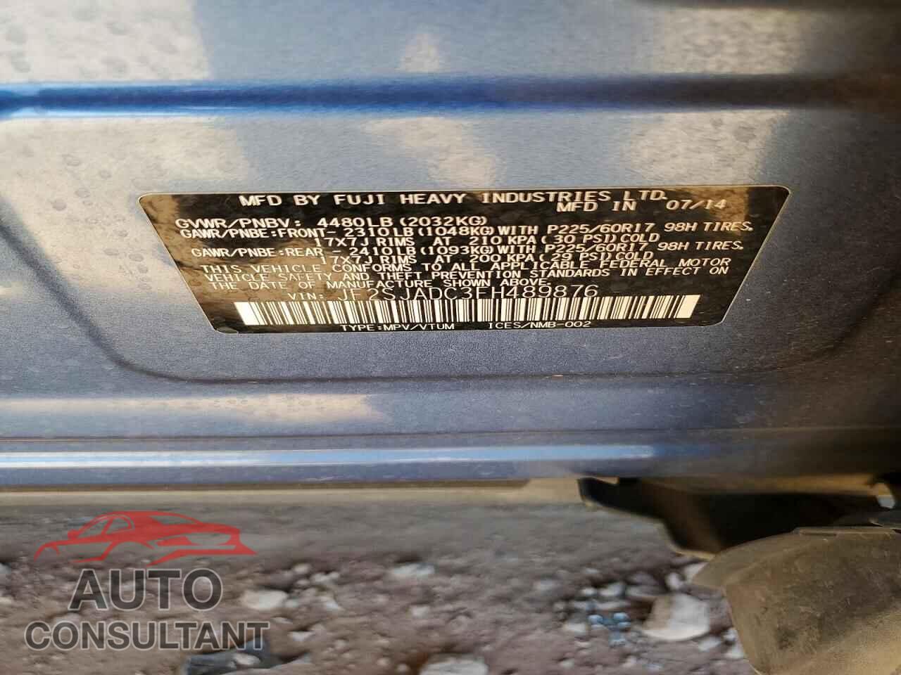 SUBARU FORESTER 2015 - JF2SJADC3FH489876