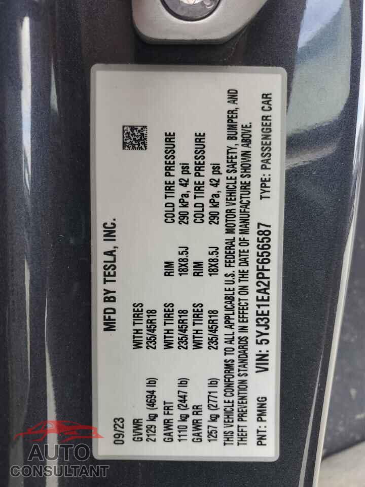 TESLA MODEL 3 2023 - 5YJ3E1EA2PF656587