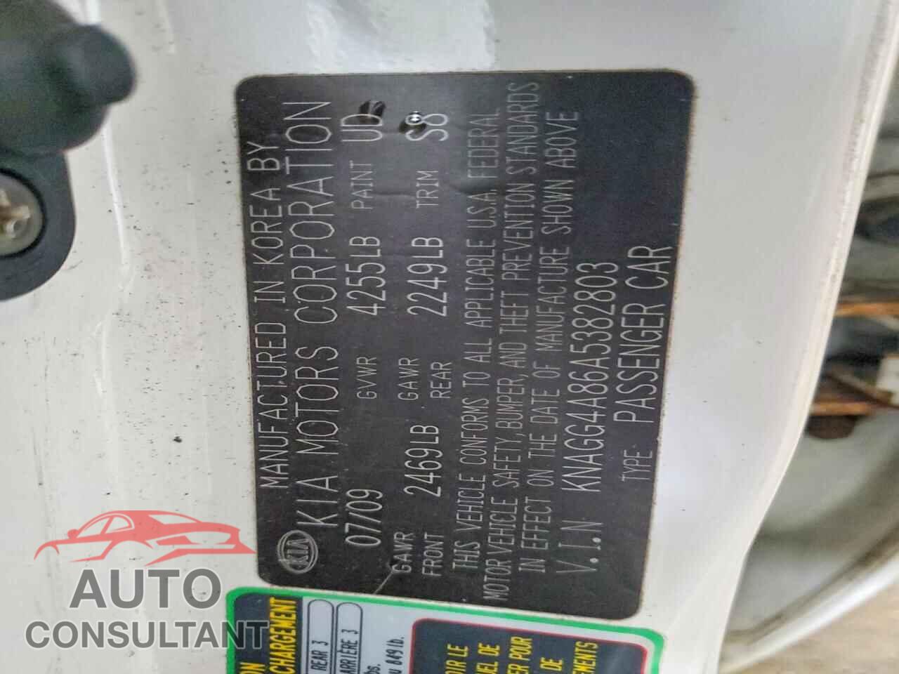 KIA OPTIMA 2010 - KNAGG4A86A5382803