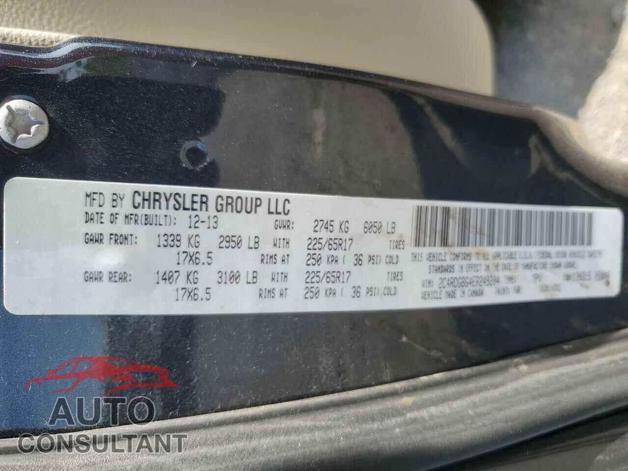 DODGE CARAVAN 2014 - 2C4RDGBG4ER249204
