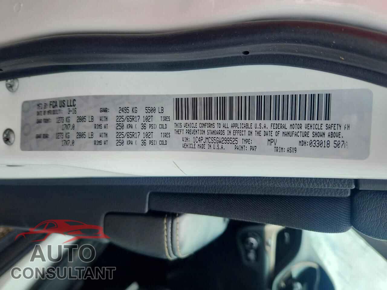 JEEP CHEROKEE 2016 - 1C4PJMCS5GW299525