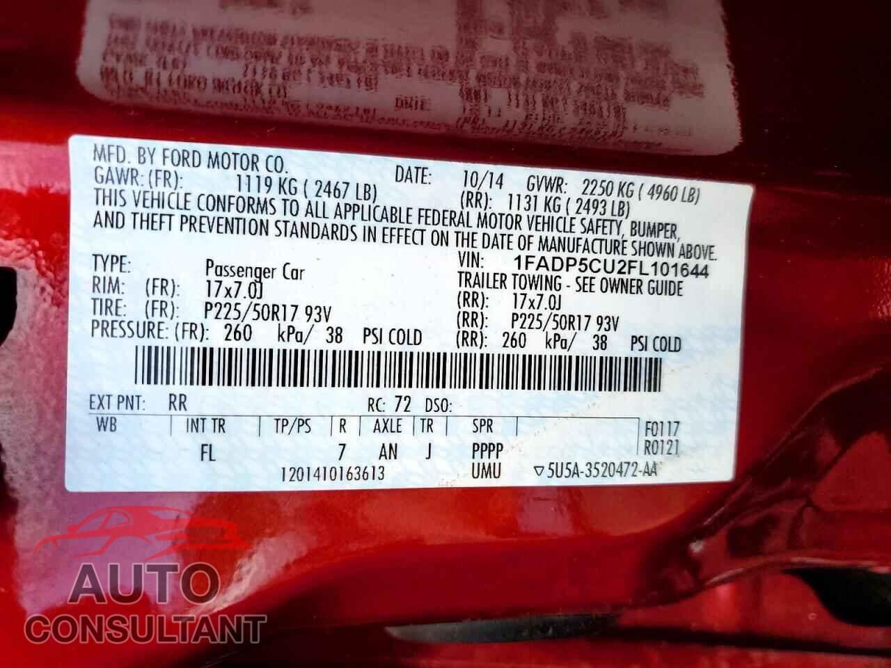 FORD CMAX 2015 - 1FADP5CU2FL101644