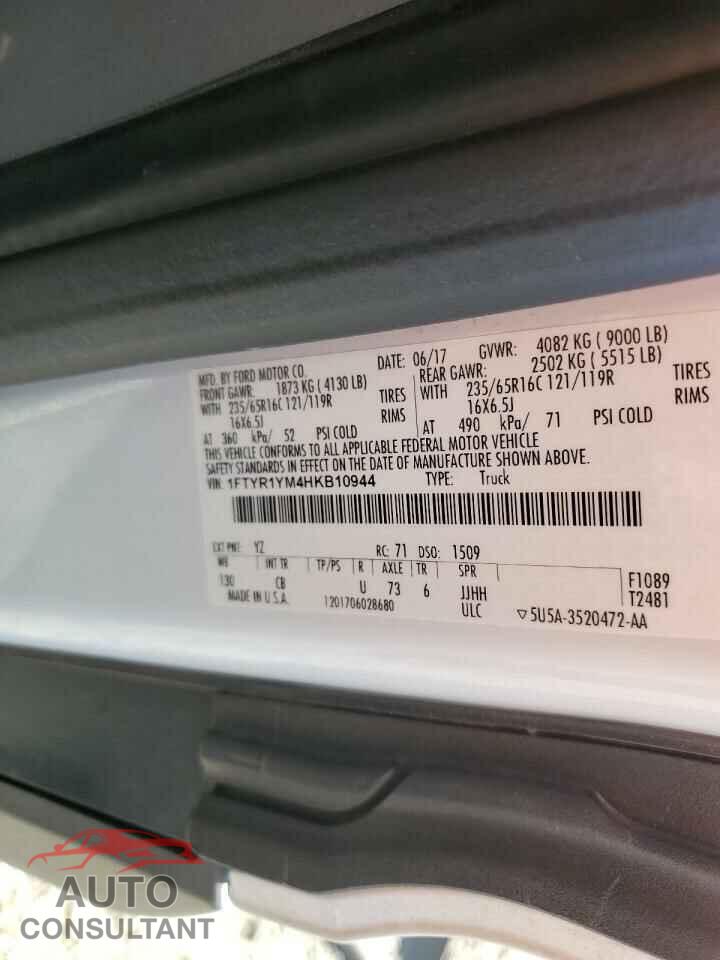 FORD TRANSIT 2017 - 1FTYR1YM4HKB10944
