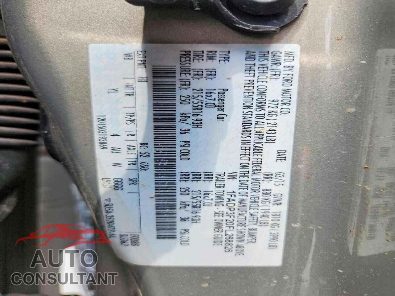 FORD FOCUS 2015 - 1FADP3F20FL268826