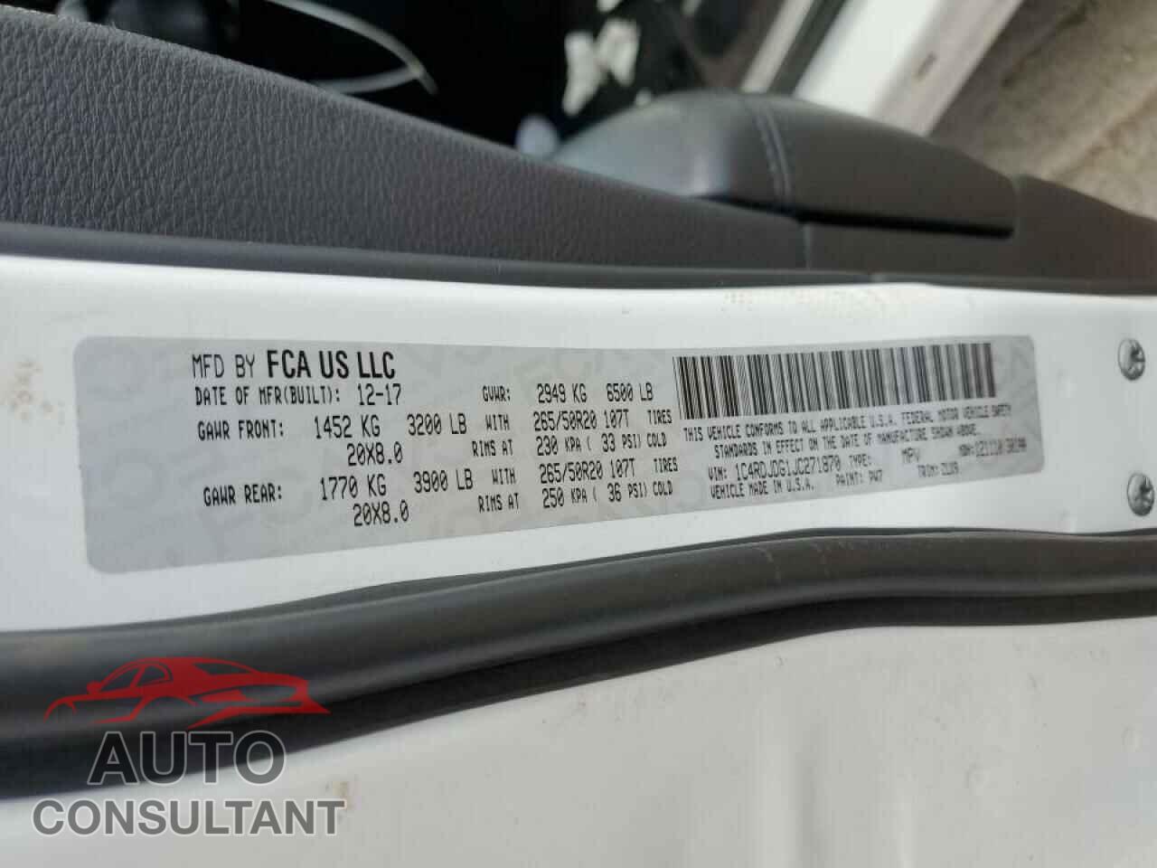 DODGE DURANGO 2018 - 1C4RDJDG1JC271870