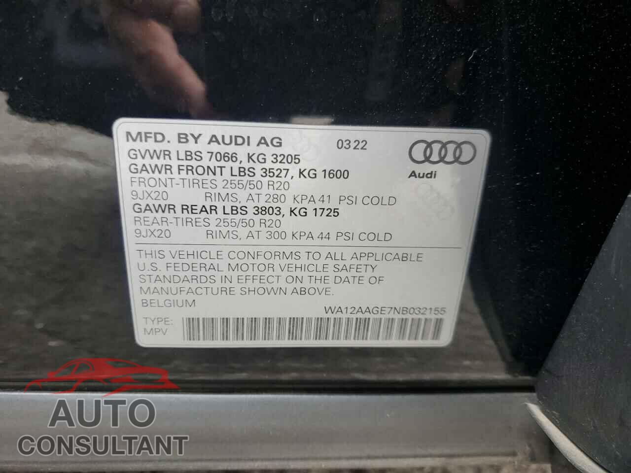 AUDI E-TRON 2022 - WA12AAGE7NB032155